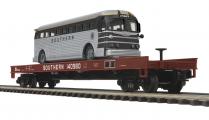 MTH  Premier 20-98830 Flat Car w/Greyhound Bus - Southern