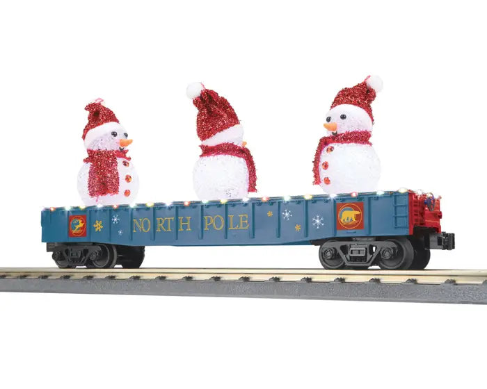 MTH&nbsp;RailKing 30-72249: North Pole Gondola Car w/LED Christmas Lights &amp; Lighted Snowmen