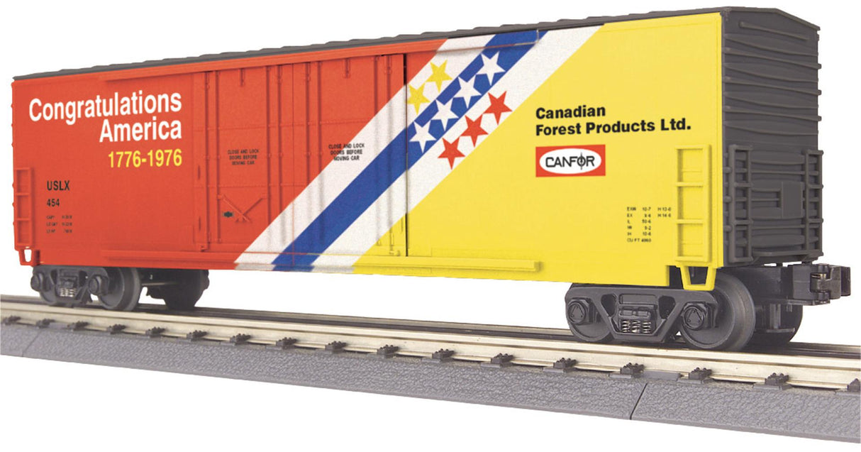 MTH Congratulations America O Gauge RailKing 50' Double Door Plugged Boxcar 30-74010