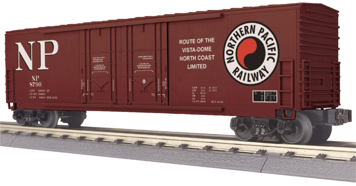 MTH 30-74525 Northern Pacific O Gauge RailKing 50' Double Door Plugged Boxcar