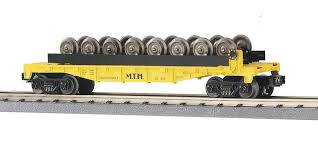 MTH RailKing 30-7668: MTH TRANSPORT Flat Car w/ 8-Wheel Sets