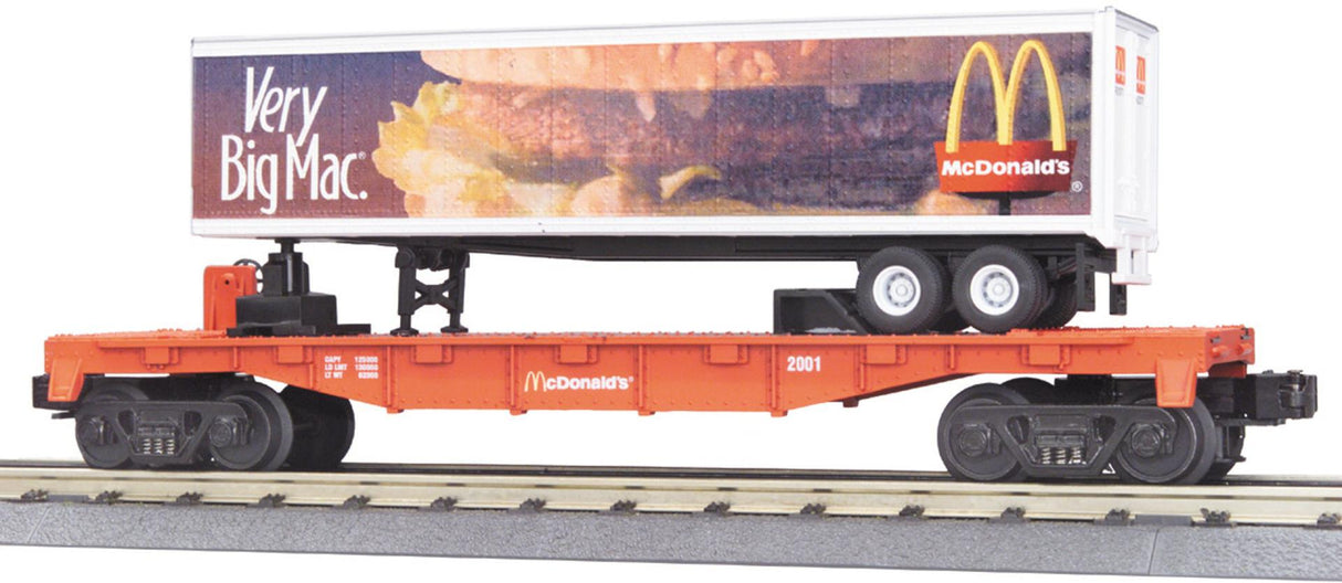 MTH 30-7696 McDonalds O Gauge RailKing Flat Car w/40' Trailer