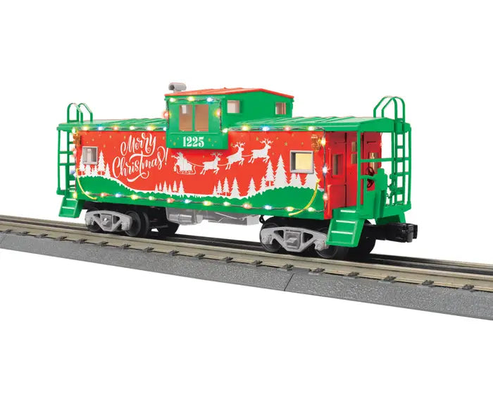 MTH RailKing 30-77399: Christmas Extended Vision Caboose with LED Lights