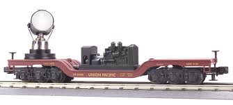 MTH RailKing 30-7915: Union Pacific Depressed Flat Car w/ Operating Searchlight & Generator