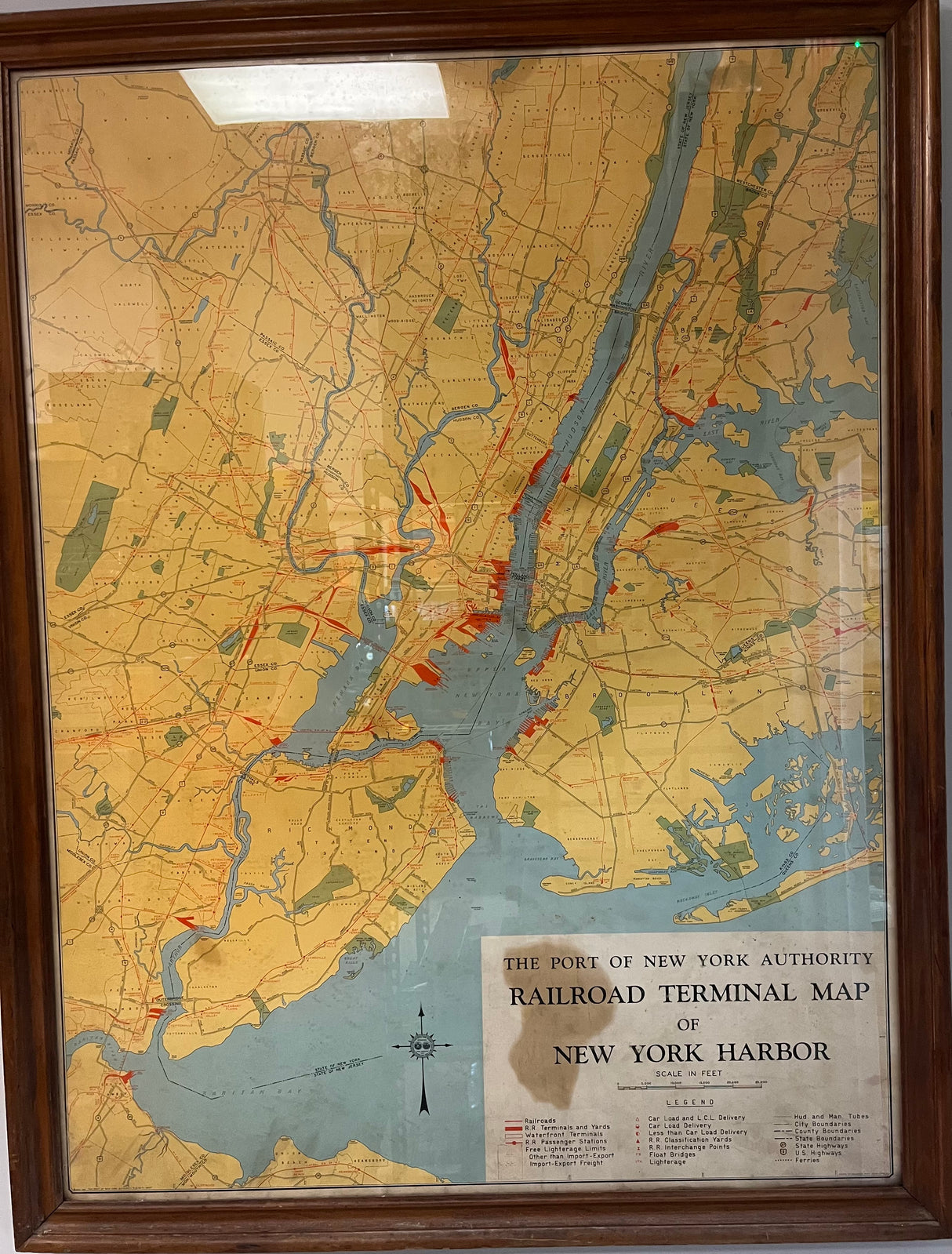 THE PORT OF NEW YORK AUTHORITY RAILROAD TERMINAL MAP OF NEW YORK HARBOR