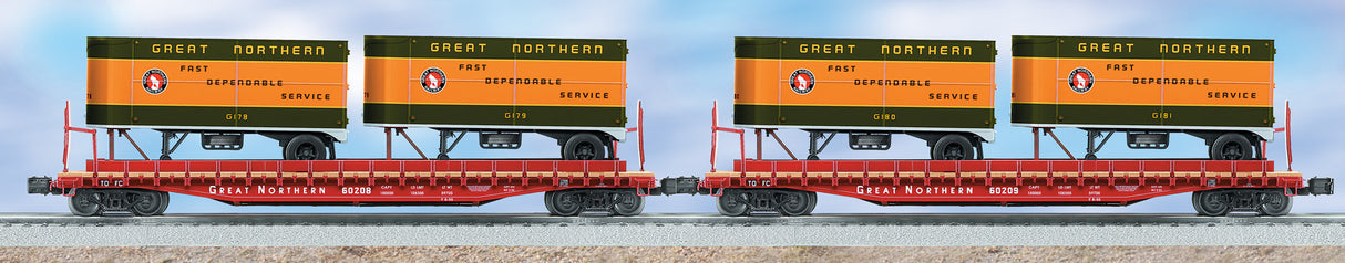 Lionel 6-11859 Great Northern PS-4 Flatcar with Piggyback Trailers 2-Pack