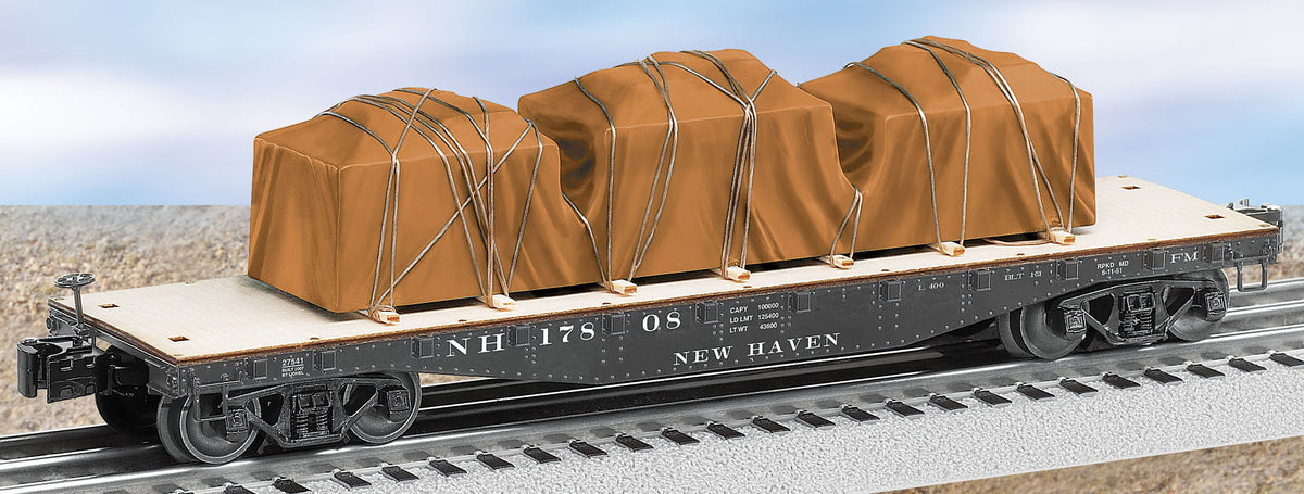 LIONEL 6-27542 NEW HAVEN 40' FLATCAR WITH COVERED LOAD