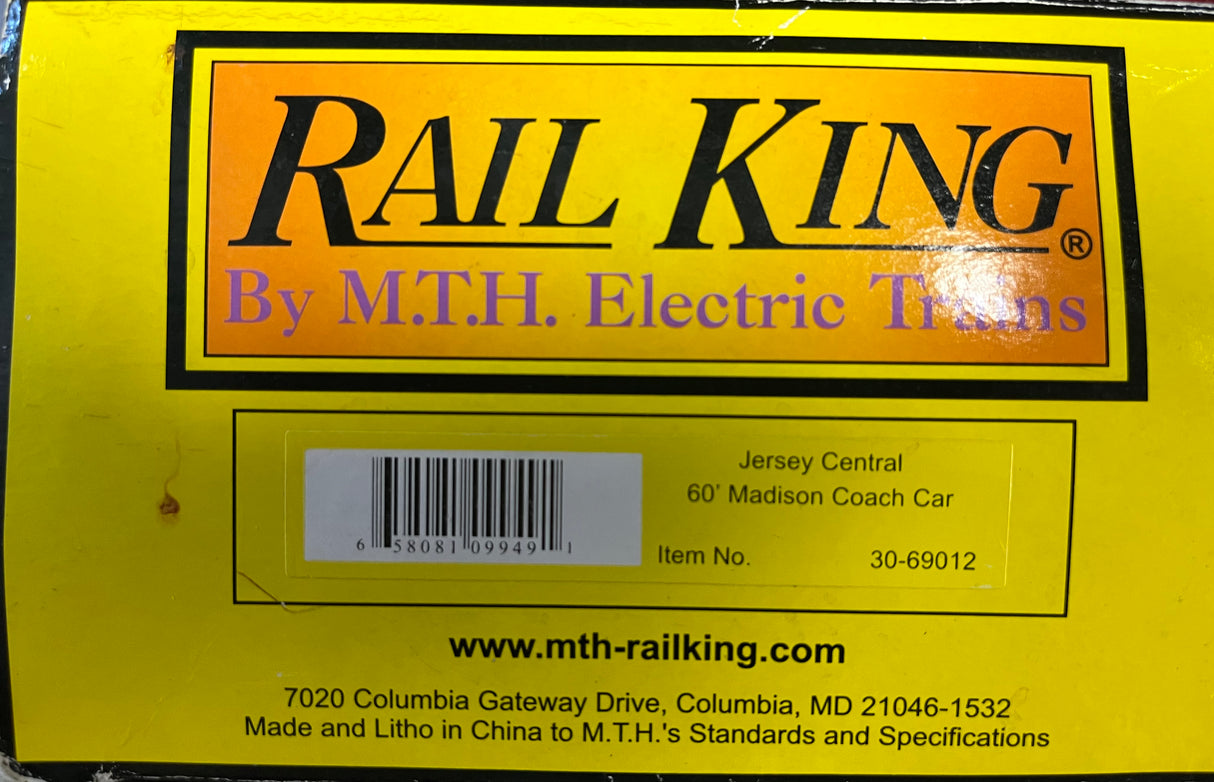 MTH RAILKING 30-69012 JERSEY CENTRAL MADISON PASSENGER CAR SET OF 7