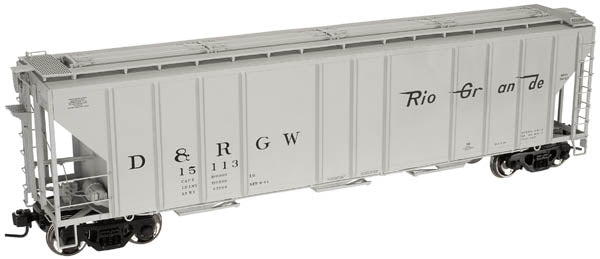 Atlas #6387 Rio Grande PS-4427 Low Side Covered Hopper (3-Rail)