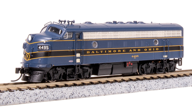 7751 EMD F7 AB, B&O 4495/5448, Blue/Black/Gold, A-unit Paragon4 Sound/DC/DCC, Unpowered B