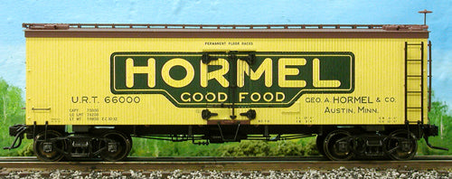 Atlas #8004 Hormel 36' Woodside Reefer Car (3-Rail)