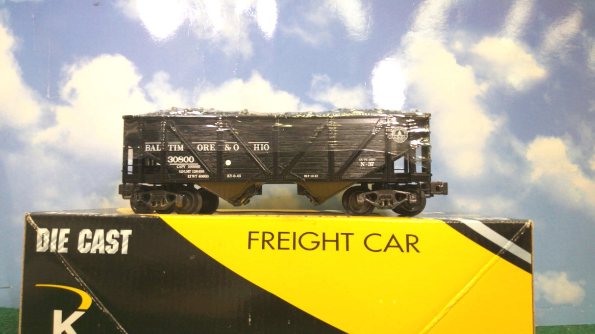 K-Line K6255 Balitmore & Ohio 2-Bay Braced Hopper with Real Coal Load