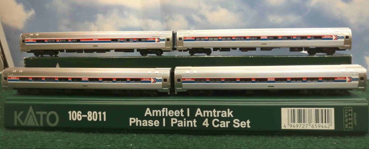 KATO 106-8011 Amfleet I Amtrak Phase I Paint 4 Car Set