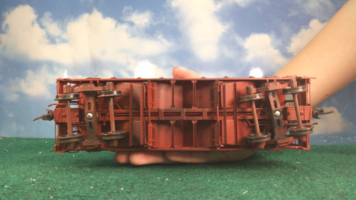Rich Yonder Models Brass Pennsylvania 50 Ton Steel Ribbed Fishbelly Twin Hopper Car