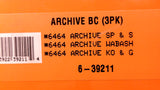 Lionel 6-39211 Archive 3-Pack 6464 Boxcars SP&S, Wabash, KO&G