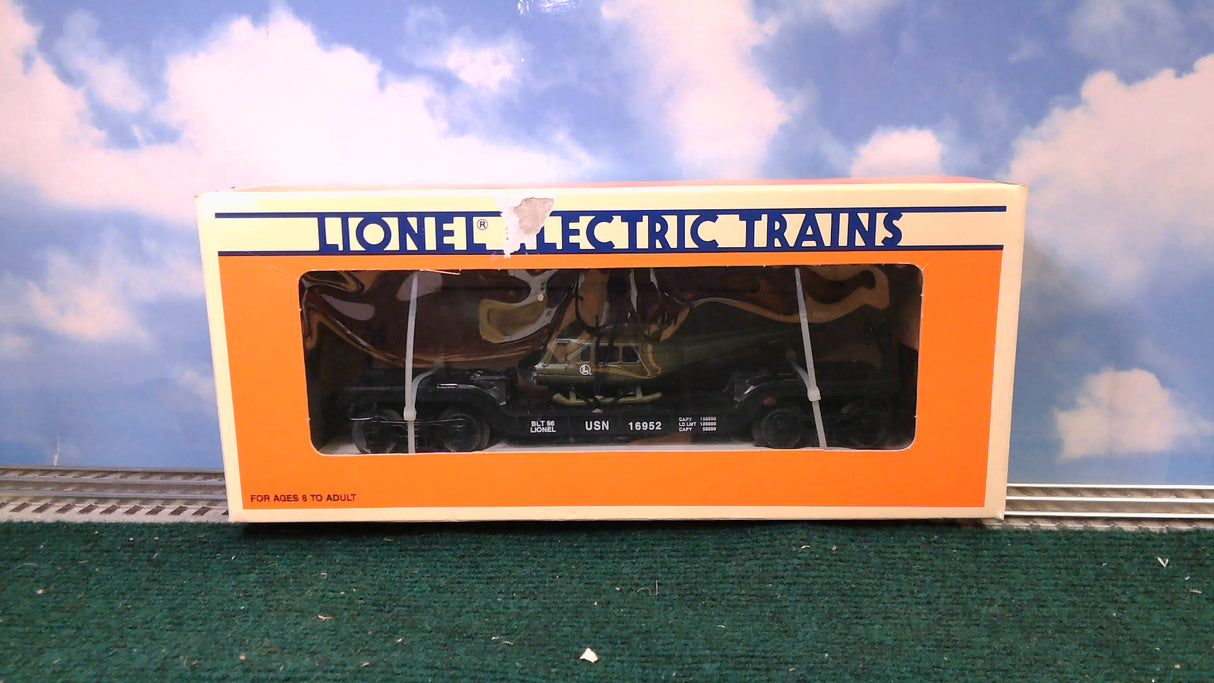 LIONEL LNL6-16952 US NAVY FLATCAR WITH ERTL HELICOPTER