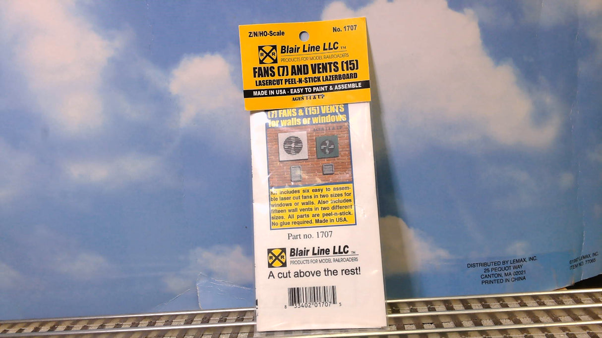 BLAIR LINE LLC FAN AND VENTS LASERCUT PEEL-N-STICK LAZERBOARD Z/N/HO/SCALE #1707