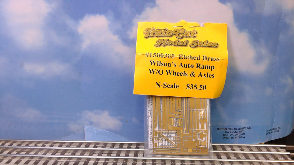 TRAIN CAT MODEL SALES #1500305 ETCHED BRASS WILSON'S AUTO RAMP W/O WHEELS & AXLES N-SCALE