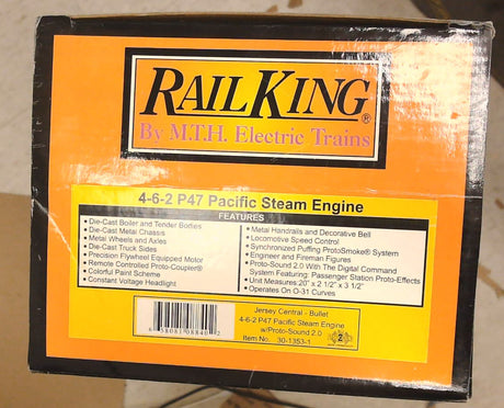 MTH 30-1353-1 Jersey Central 4-6-2 P47 Pacific Steam Engine w/Proto-Sound 2.0