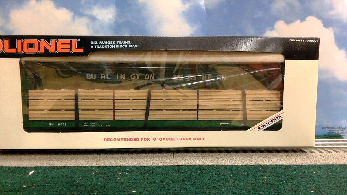 Lionel 6-16371 O Scale Burlington Northern I-Beam Flatcar with Wood Load
