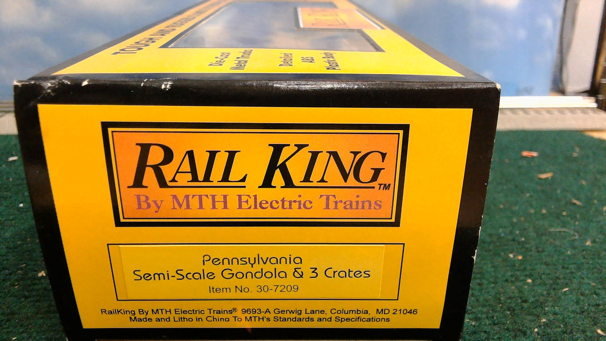 MTH RailKing 30-7209 Pennsylvania Semi Scale Gondola & 3 Crates