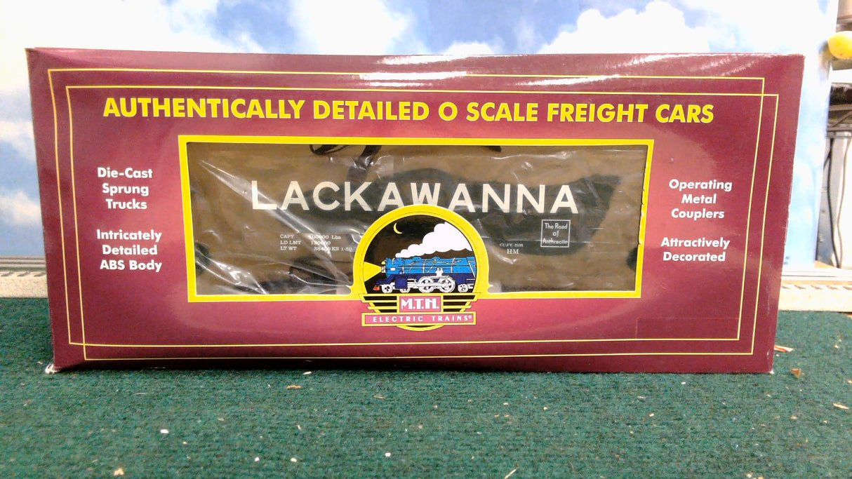 MTH 20-90679D LACKAWANNA 2-BAY OFFSET HOPPER W/ COAL LOAD