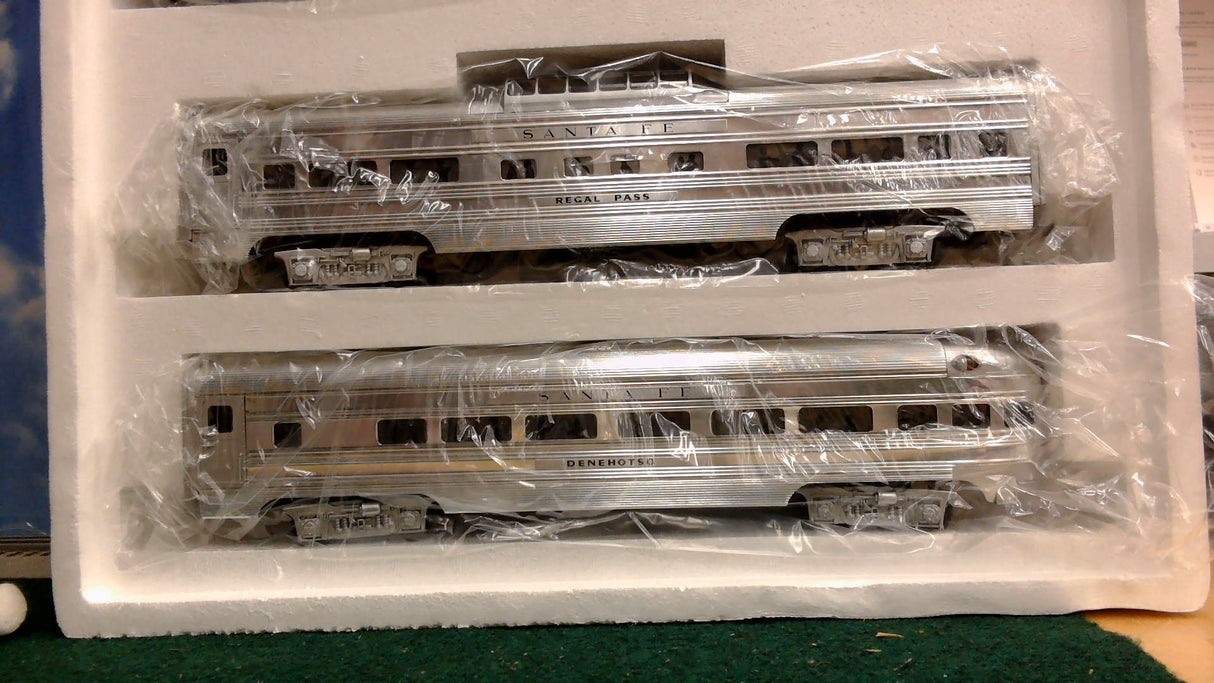 MTH MT-6016 SANTA FE PLATED ALUMINUM CAR PASSENGER SET