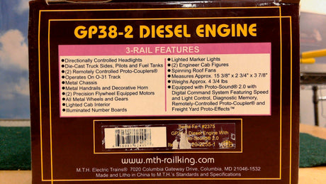 MTH 20-2255-1 SANTA FE GO38-2 W/PS2