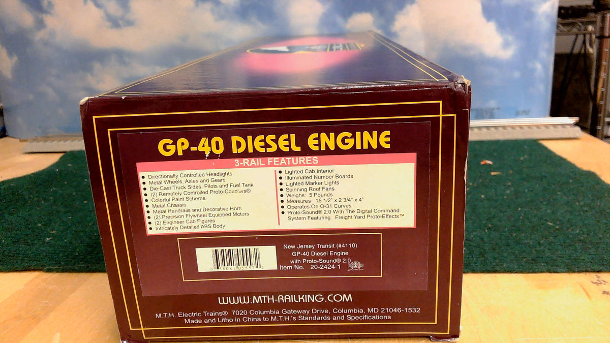 MTH 20-2424-1 NEW JERSEY TRANSIT GP-40 DIESEL ENGINE W/PROTO-SOUND 2.0