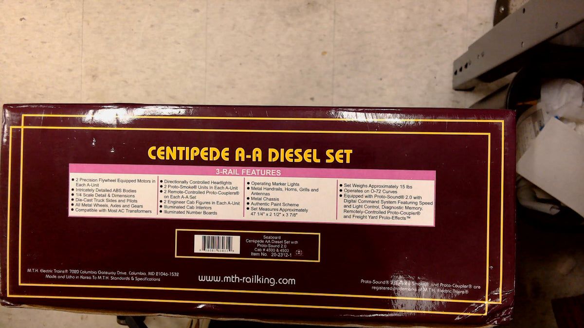 MTH 20-2312-1 CENTIPEDE A-A DIESEL SET SEABOARD W/PS 2.0 CAB #4500 & 4503