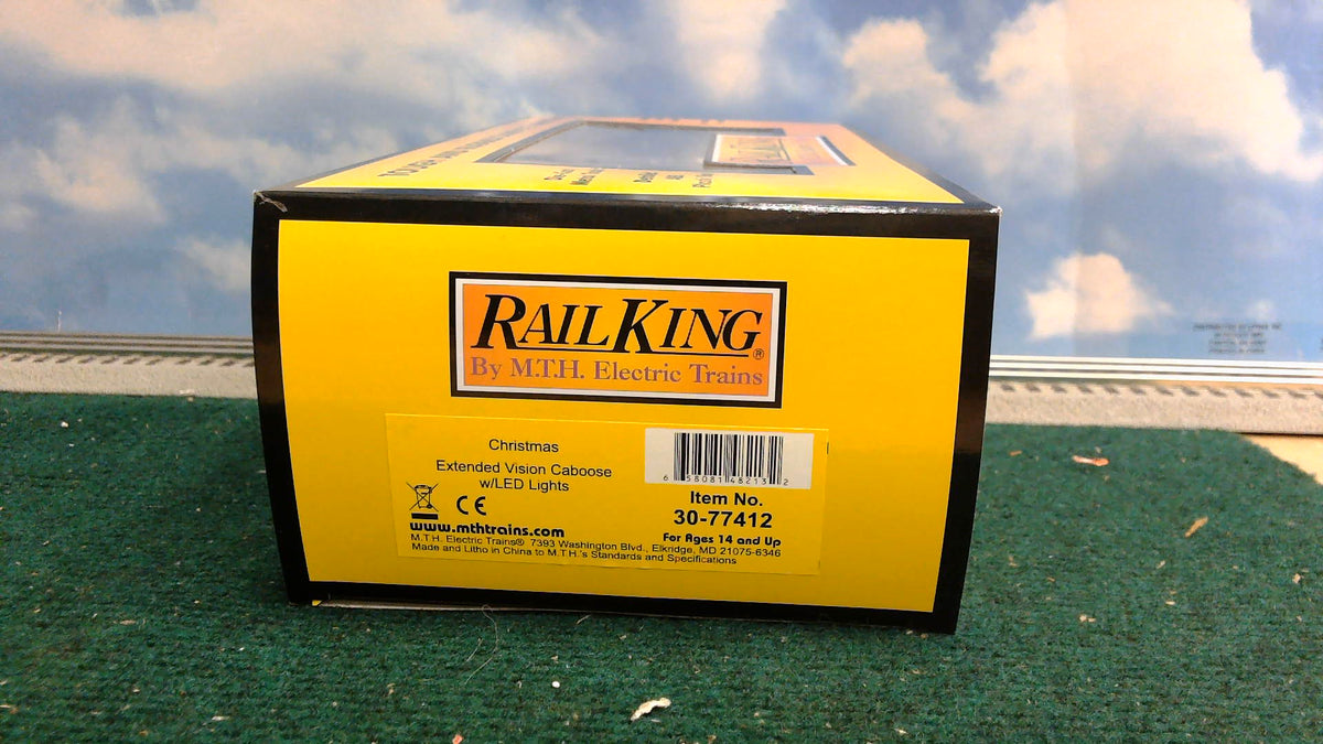 MTH RAILKING 30-77412 CHRISTMAS EXTENDED VISION CABOOSE W/LED LIGHTS