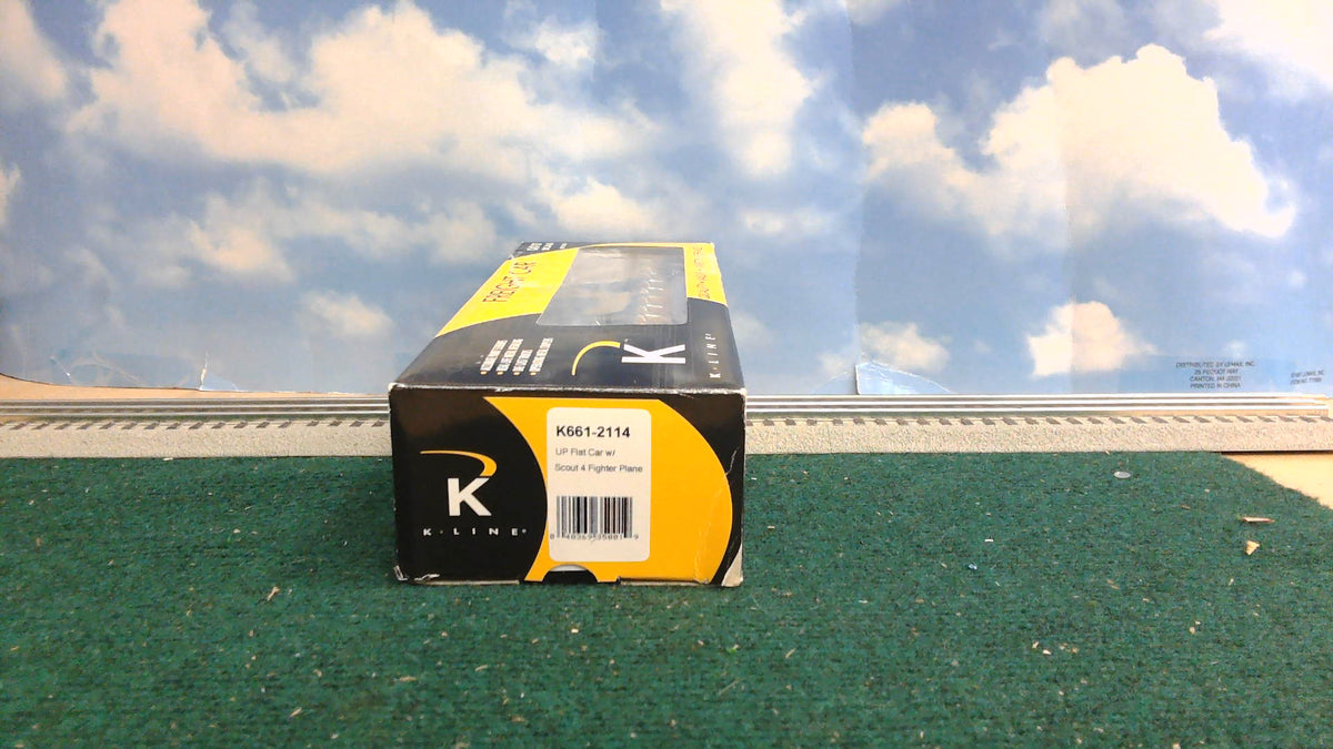 K-LINE K661-2114 UP FLAT CAR W/SCOUT 4 FIGHTER PLANE