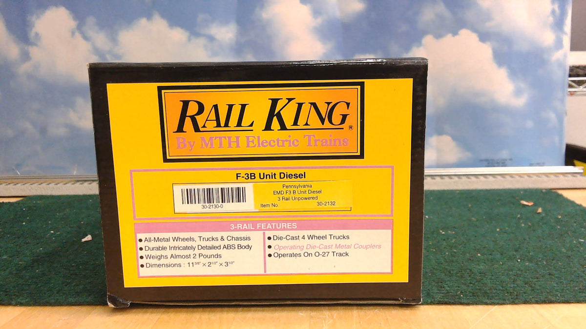 MTH RAILKING 30-2132 PENNSYLVANIA EMD F3 B UNIT DIESEL 3 RAIL UNPOWERED
