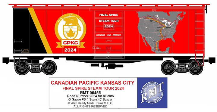 RMT-96455 40" PS-1 Boxcar "Canadian Pacific Kansas City" #2024 (Steam Tour)