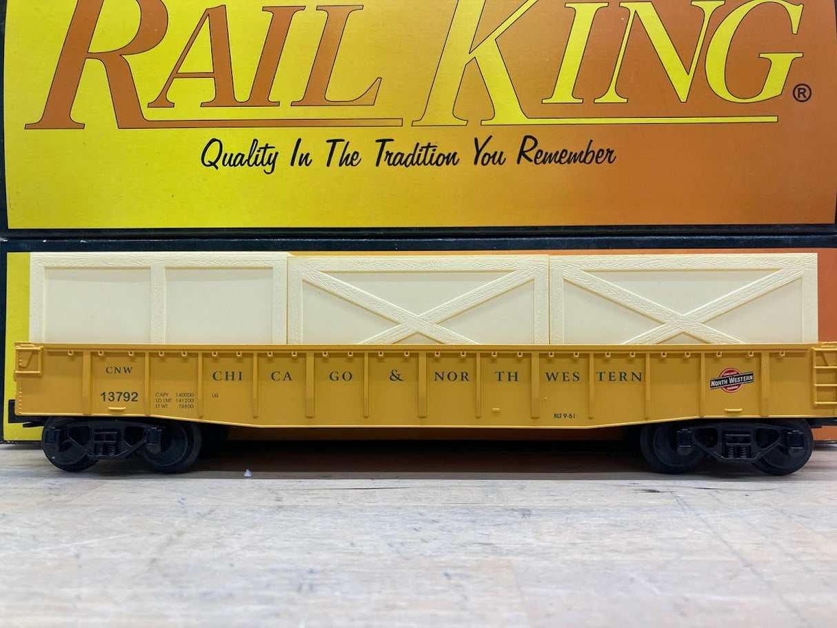 MTH RailKing: RK-7205L: Chicago Northwestern Semi-Scale Gondola & 3 Crates