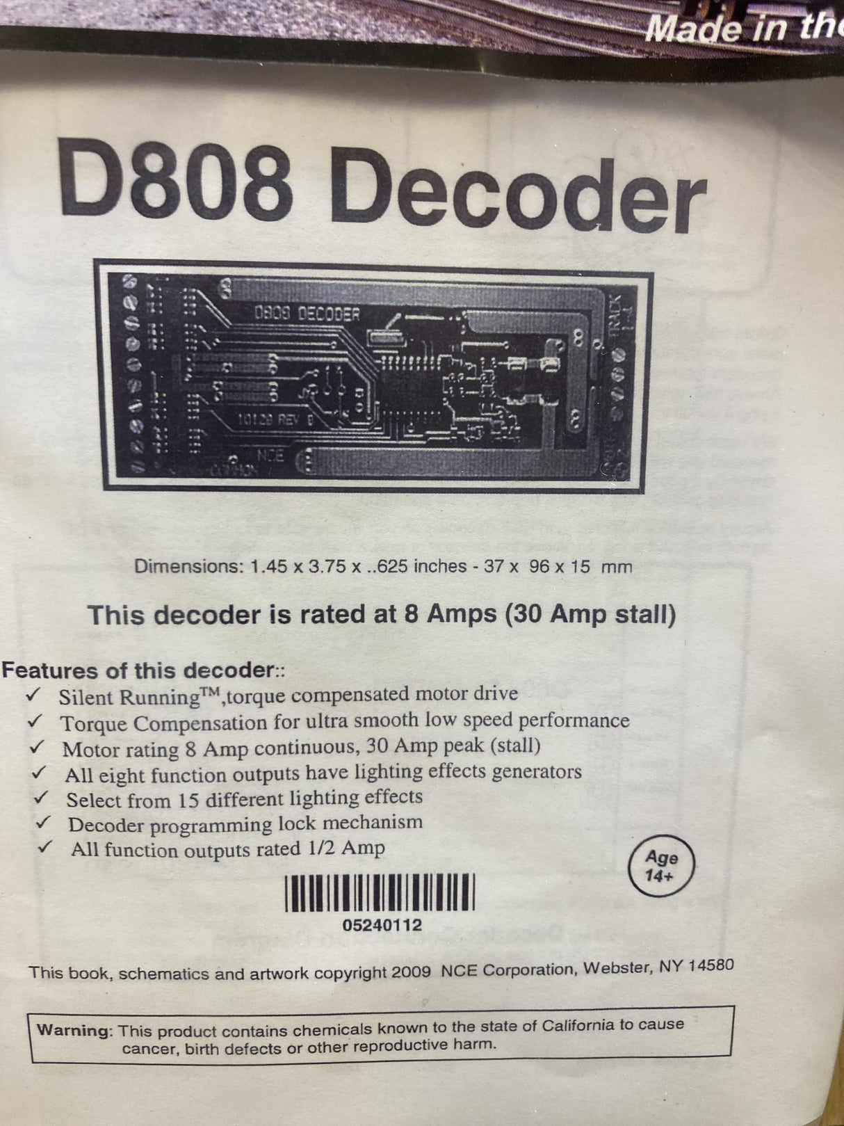 NCE D808 DECODER